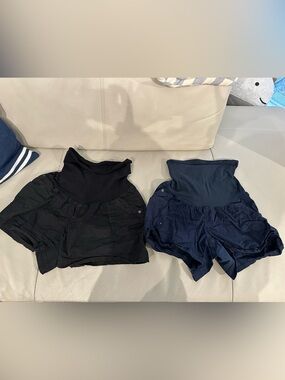 Motherhood Black and Navy Maternity Stretch Shorts